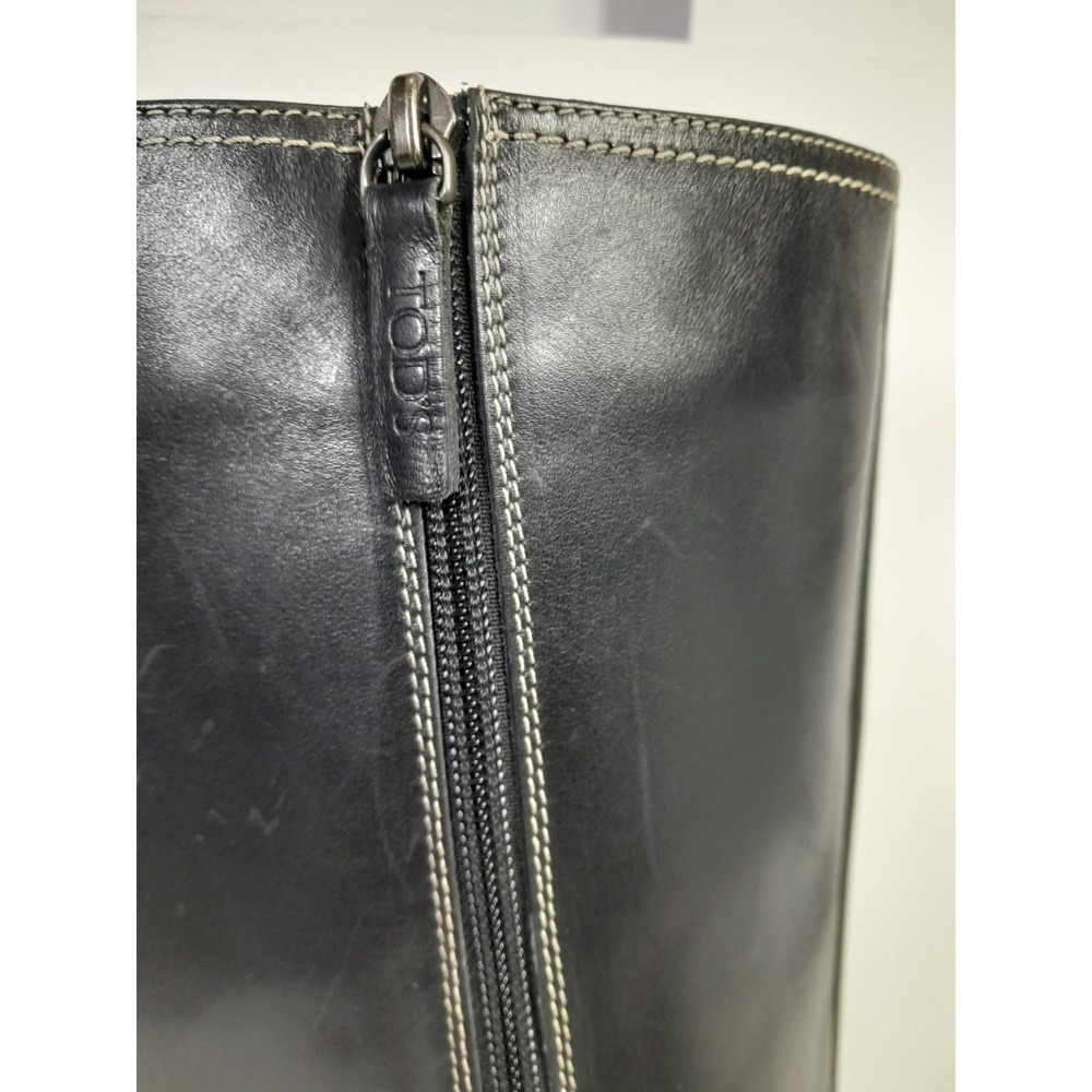 Tod's High Riding Boot Black EU 38.5 / US 8.5 Women Side Zip - Picture 12 of 13